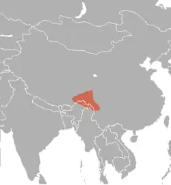 Distribuição do goral-vermelho-tibetano