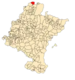 Localização do município de Vera de Bidasoa em Navarra