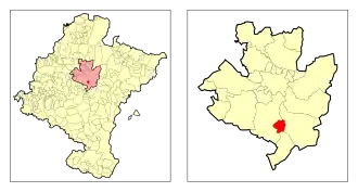 Localização do município de Beriáin em Navarra e na Cuenca de Pamplona