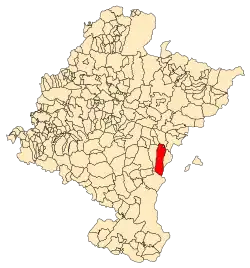 Localização do município de Cáseda em Navarra