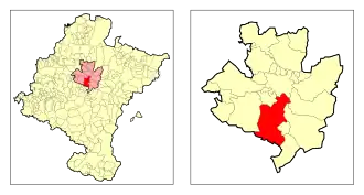 Localização da Cendea de Galar em Navarra e na Cuenca de Pamplona