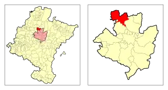 Localização do município de Juslapeña na Cuenca de Pamplona e em Navarra