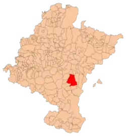 Localização do município de Ujué em Navarra