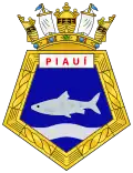 O Piau do brasão compondo heráldica naval em belonave que homenageia o estado.