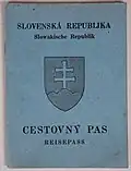 Passaporte eslovaco emitido entre 1939 e 1945, pela Primeira República Eslovaca.