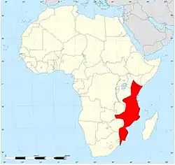 Distribuição do suni, no leste e sul da África