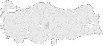 Localização da província e cidade de Nevexequir na Turquia