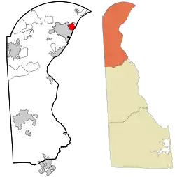 Localização no condado de New Castle