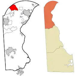 Localização no condado de New Castle