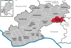 Mapa da Alemanha, posição de Niedernhausen acentuada
