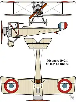 Desenho do definitivo caça Nieuport 10 C.1