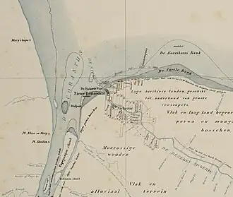 Fragmento cartográfico colonial do século XIX, destacando Nova Roterdão.