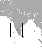 Distribuição territorial do tahr-de-nilgiri na Índia