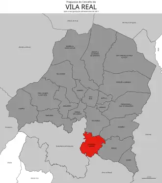 Localização no município de Vila Real