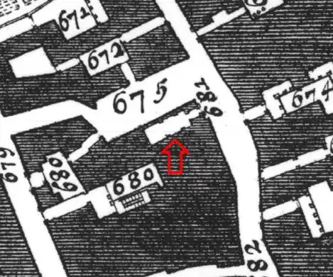 Posição da igreja no Mapa de Nolli (1748).