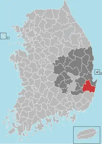 Localização de Gyeongju na Coreia do Sul