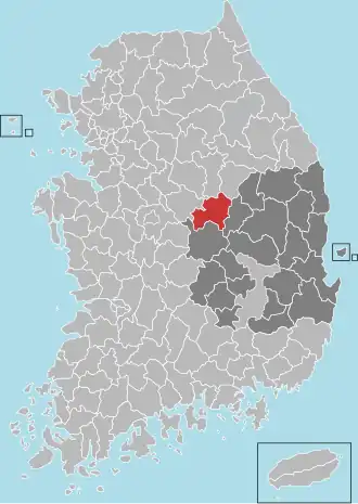 Localização de Mungyeong na Coreia do Sul