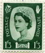 Denominação 1/3d (design também usado para 1/6 emitido posteriormente)