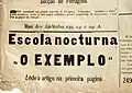 O Exemplo, dezembro de 1902. Anúncio da escola noturna.