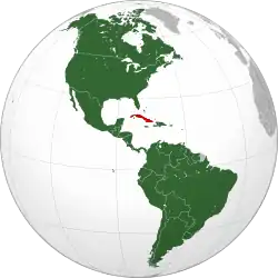 Localização dos países-membros da OEA