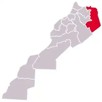 Localização de Oriental em Marrocos