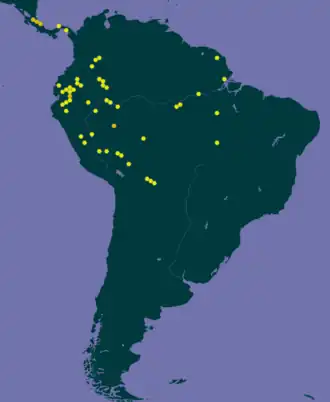 Mapa GBIF da distribuição de O. amazonica.