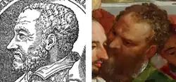 Portraits of Diego Ortiz from Trattado de Glossas and from Veronese's "The Wedding at Cana" second unknown viola-gambist