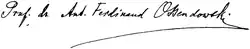 assinatura de Ferdinand Ossendowski