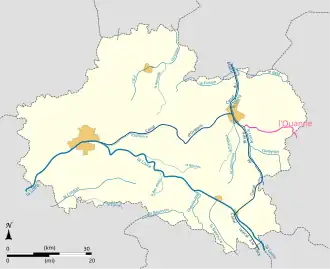 Traçado do Ouanne no departamento de Loiret