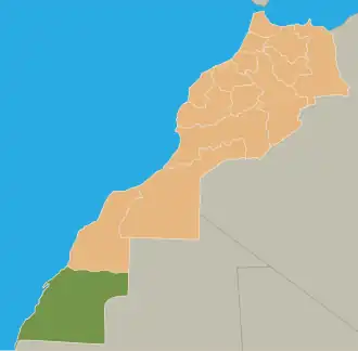 Localização de Oued Ed-Dahab-Lagouira em Marrocos