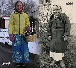 Duas meninas vestidas de "bruxas da Páscoa" (2008 e 1958)