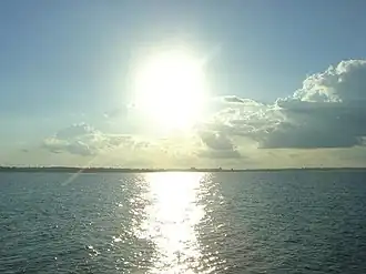 Por do Sol no rio Tietê