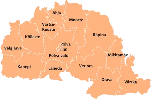 Divisão administrativa da região de Põlva