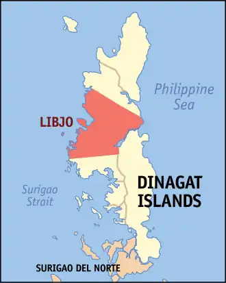 Libjo na Ilhas de Dinagat Coordenadas : 10°11'45.48"N, 125°31'58.25"E