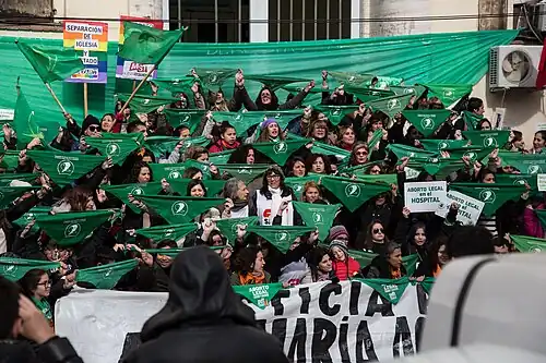 Manifestação pelo direito ao aborto legal, seguro e gratuito em Santa Fe, Argentina