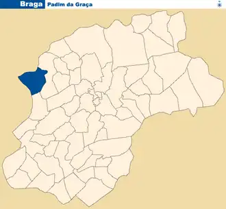 Localização no município de Braga