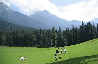 Vista do vale perto da cidade de Pahalgam