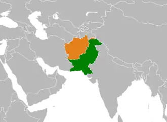 Mapa indicando localização do Paquistão e do Afeganistão.