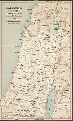 Pereia em c. 350 de acordo com Eusébio e Jerônimo (mapa reconstruído por George Adam Smith, 1915).