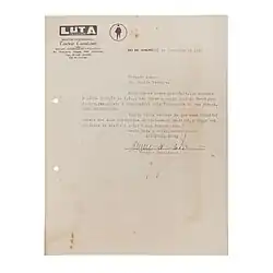 Papel Timbrado do Jornal Luta Democrática, assinado por seu editor, Tenório Cavalcanti.