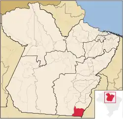 Localização de Santana do Araguaia no Pará