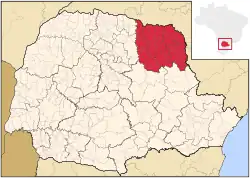 Localização da Mesorregião do Norte Pioneiro Paranaense.