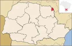 Localização de Ribeirão Claro no Paraná