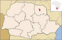 Localização de Ribeirão do Pinhal no Paraná