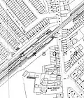 A estação em um mapa do Ordnance Survey de 1890, pouco depois de sua inauguração