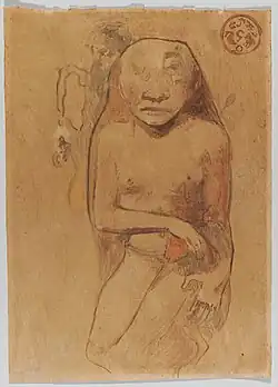 Oviri, 1894, watercolour monotype, Fogg Museum, Boston