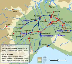 French advances in Lombardy 1524 (map)