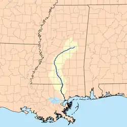 Mapa do percurso e bacia do rio Pearl