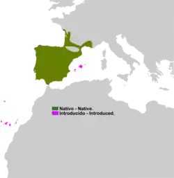 Distribuição natural de P. perezi.