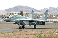 Um caça Mig-29 da força aérea peruana.